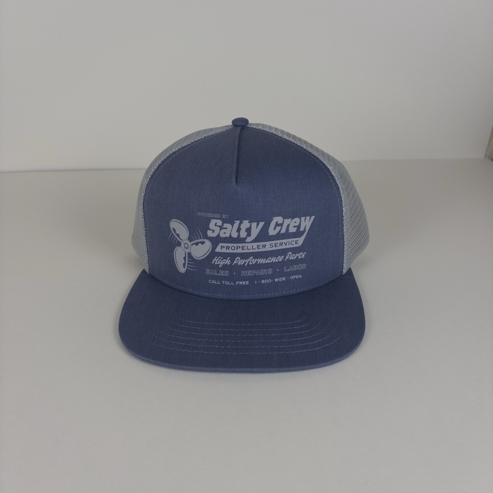 Salty Crew Mesh Trucker Hat Snapback Fishing Blue Good Times NEW